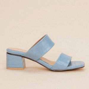 Alligator Double Band Block Heel Mules